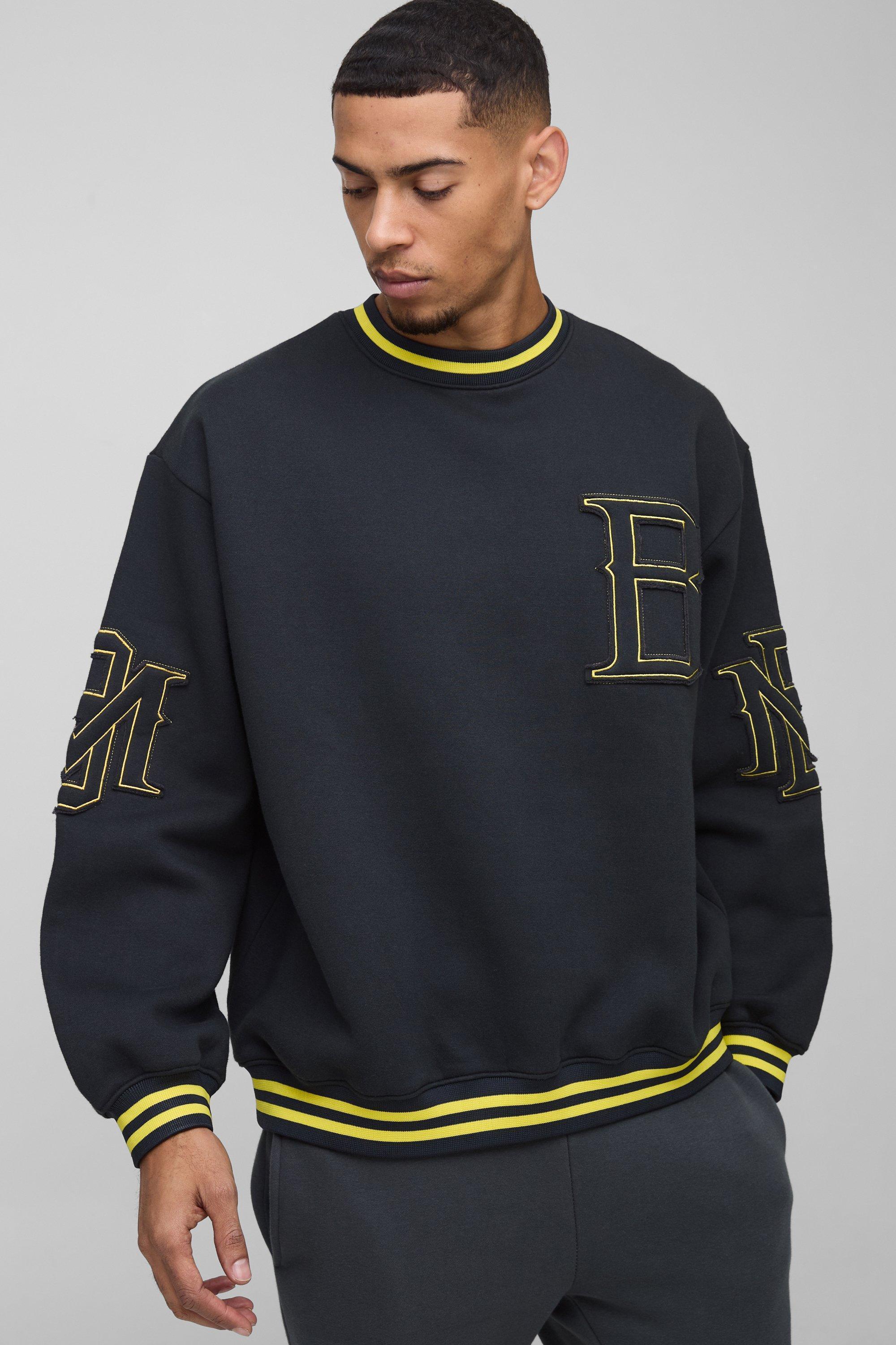 Oversized BM Varsity Applique Crew Neck Sweatshirt | boohooMAN USA product image