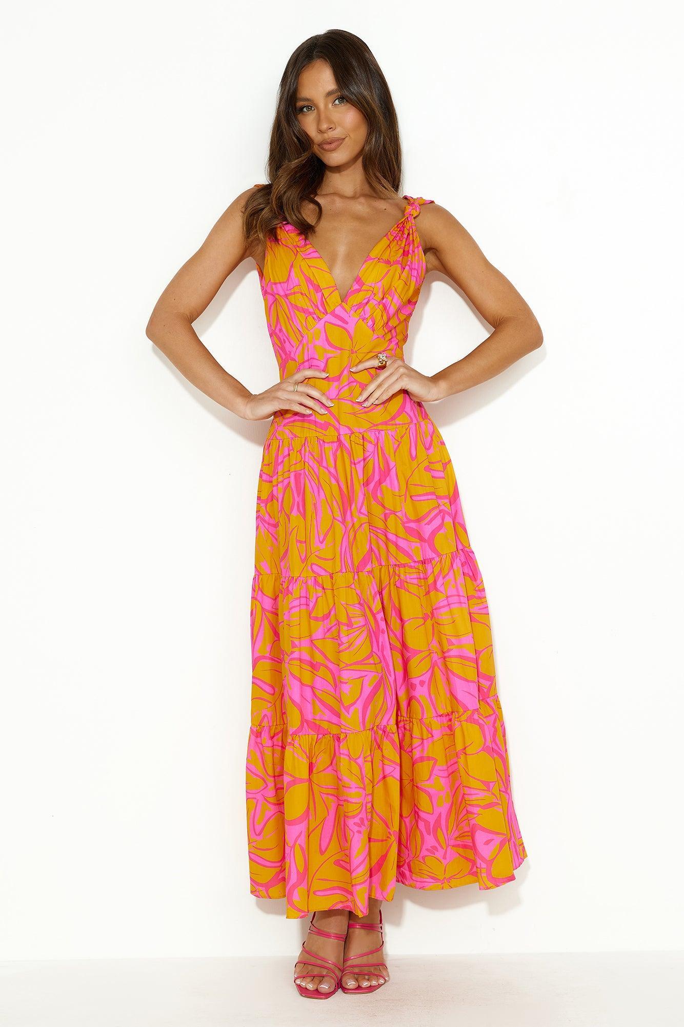 Scents Of Love Midi Dress Orange Product Image