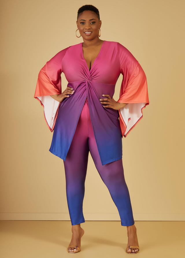 Plus Size Ombre Mid Rise Leggings Ashley Stewart Product Image