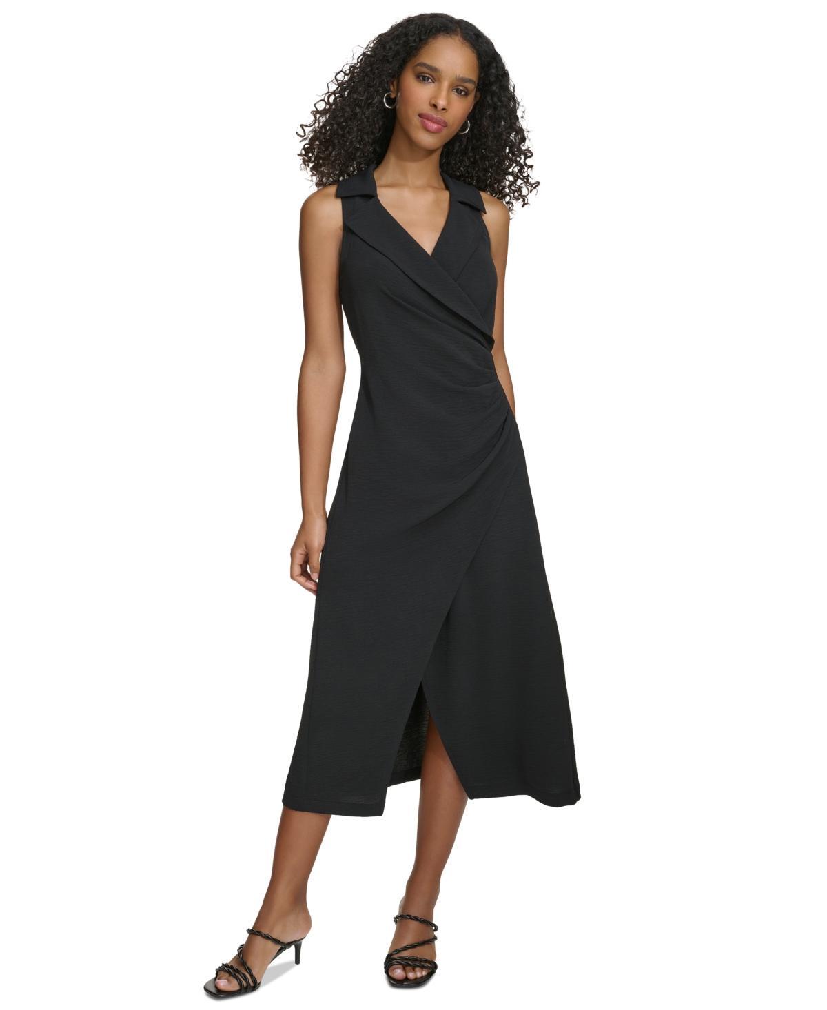 Calvin Klein Womens V-Neck Notched Collar Dress Product Image