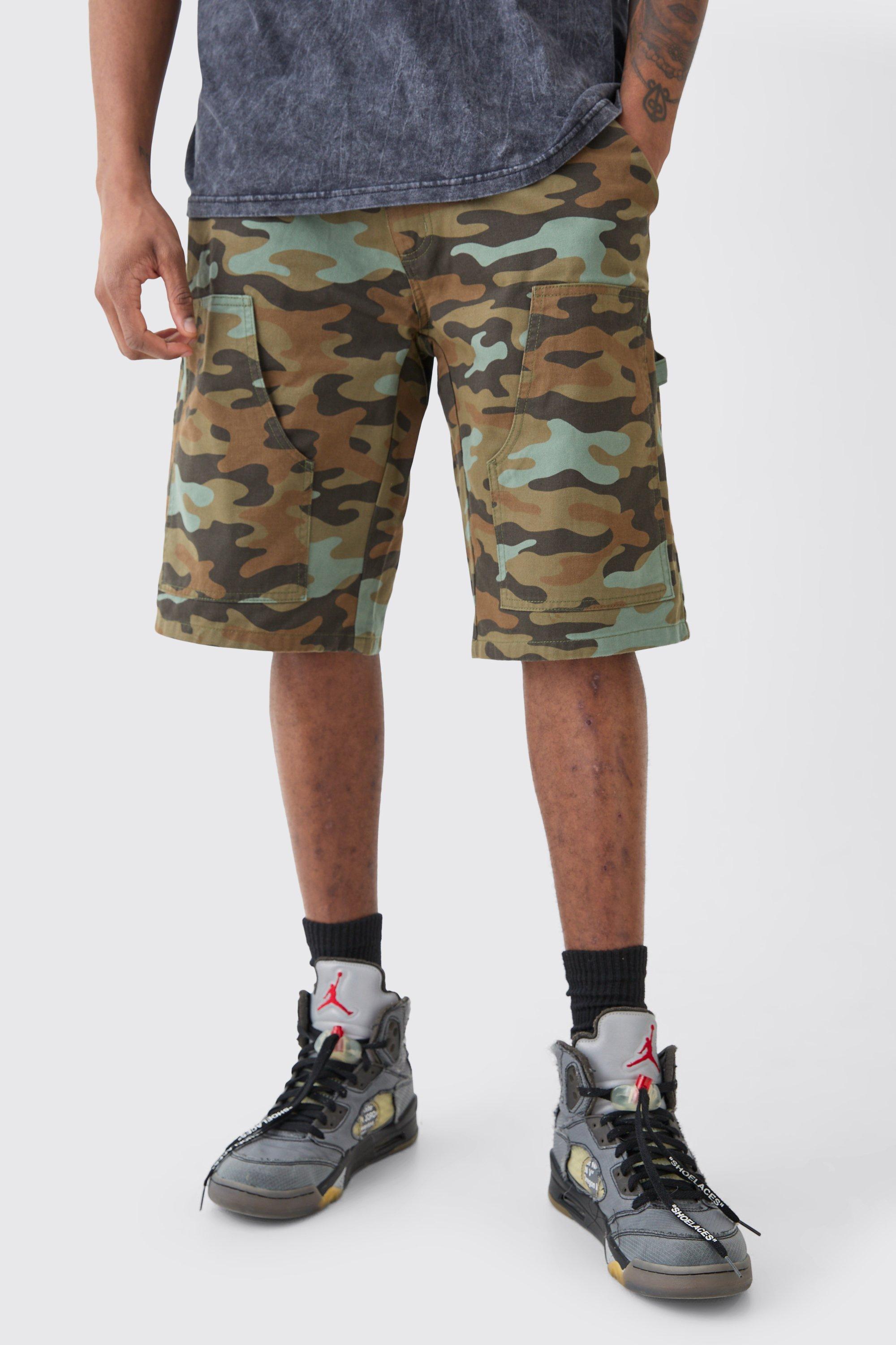 Mens Multi Tall Fixed Waist Camo Twill Carpenter Short, Multi Product Image