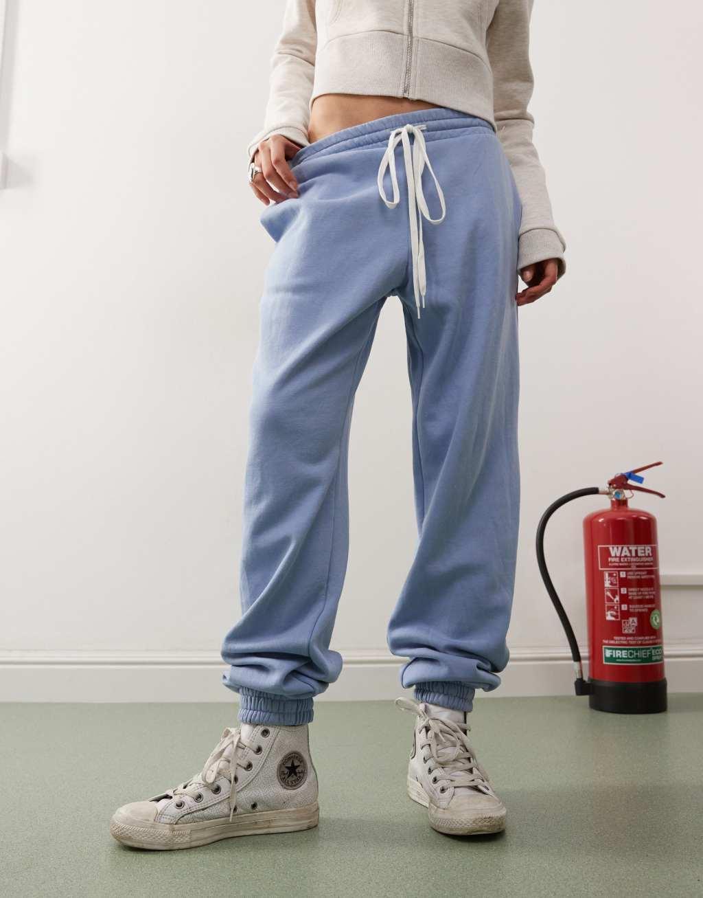 Monki cuffed sweatpants in washed blue Product Image