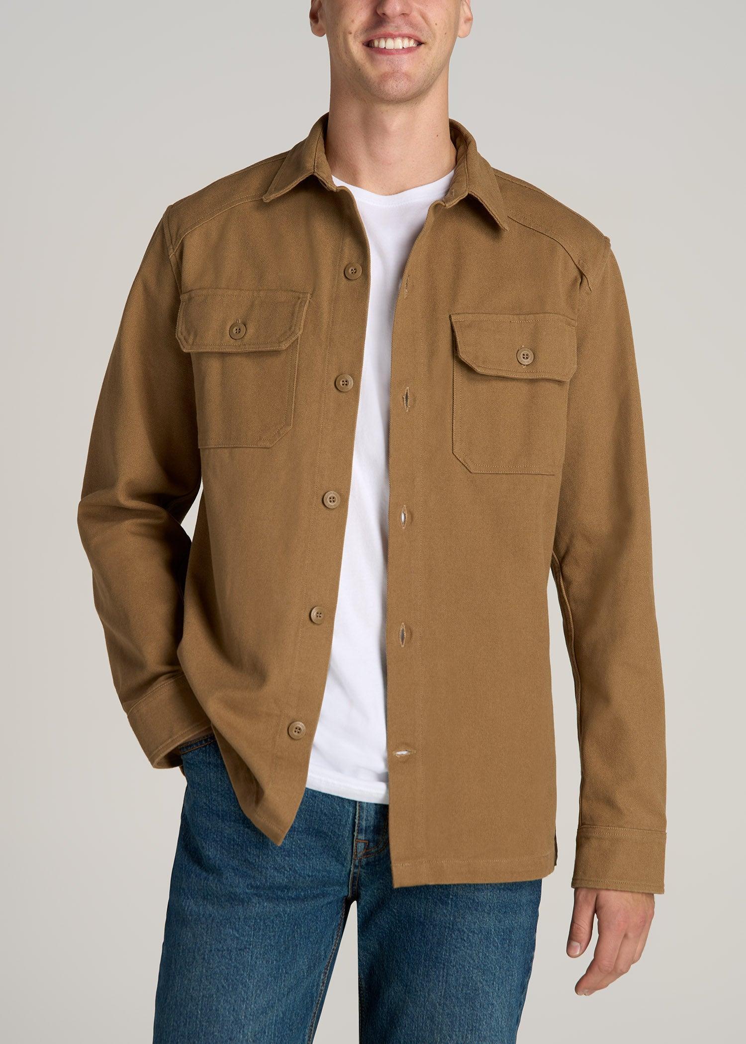 LJ&S Canvas Shirt Jacket for Tall Men in Sahara Male Product Image