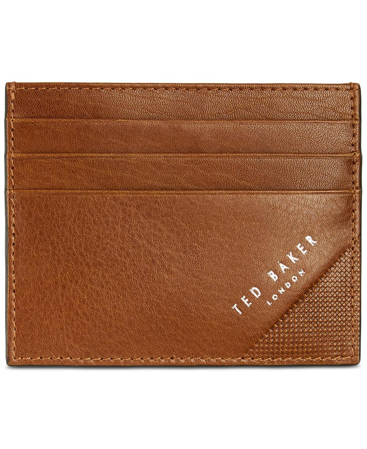 Rifle Embossed Corner Leather Card Holder In Brown Product Image