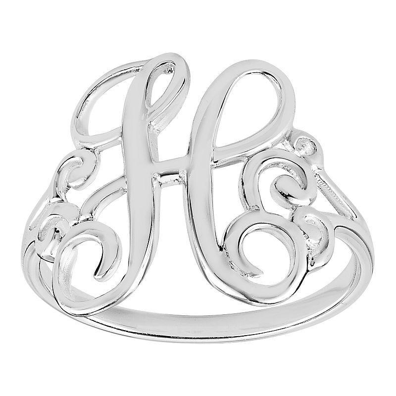 Womens PRIMROSE Sterling silver polished monogram initial B band ring size 7., Womens Grey Product Image