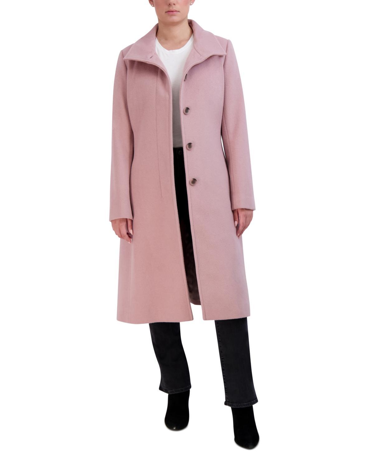 Cole Haan Womens Stand-Collar Single-Breasted Wool Blend Coat Product Image