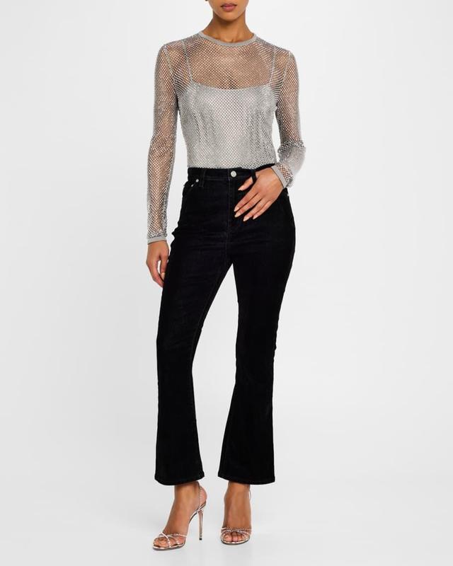 Flare Cropped Flock Jeans Product Image