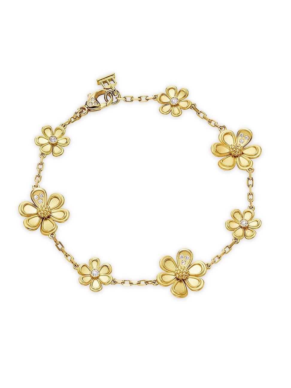 Womens Golden Flower 18K Yellow Gold & 0.35 TCW Diamond Bracelet Product Image