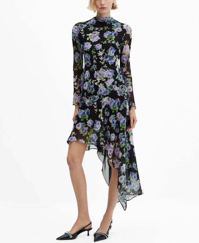 Mango Womens Asymmetric Flower Dress Product Image