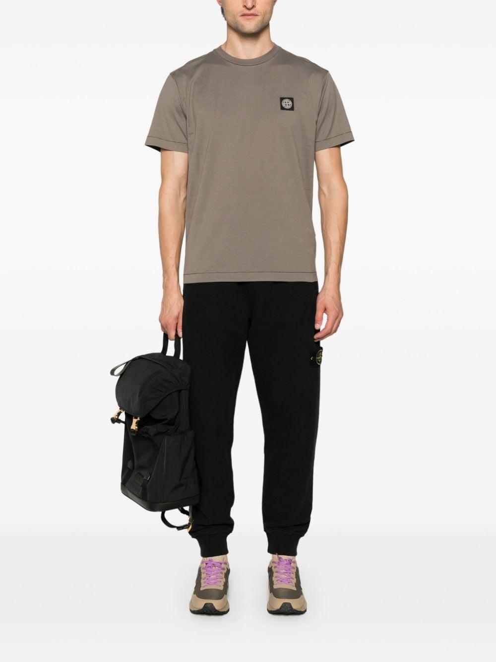 STONE ISLAND Compass-patch Cotton T-shirt In Grey Product Image