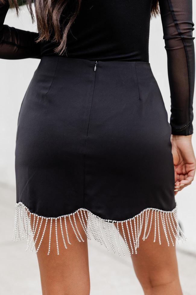 What You're Missing Black Rhinestone Fringe Hem Mini Skirt FINAL SALE Product Image