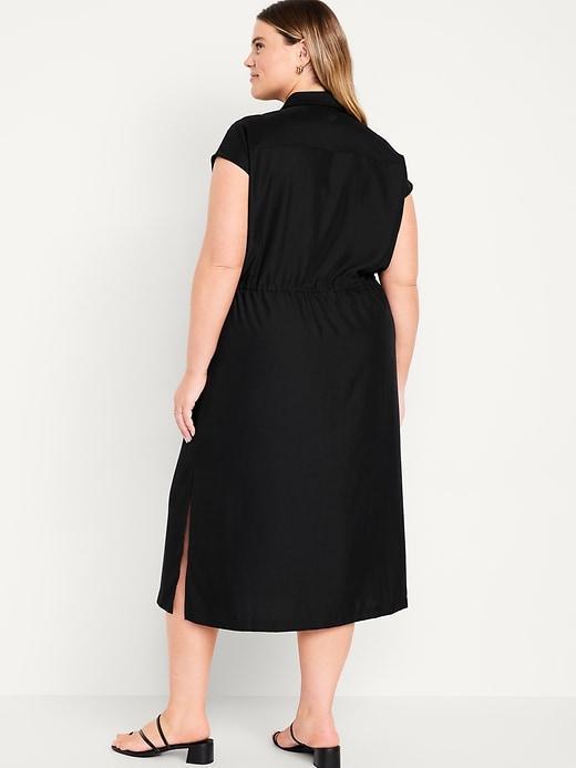 Waist-Defined Utility Midi Shirt Dress Product Image