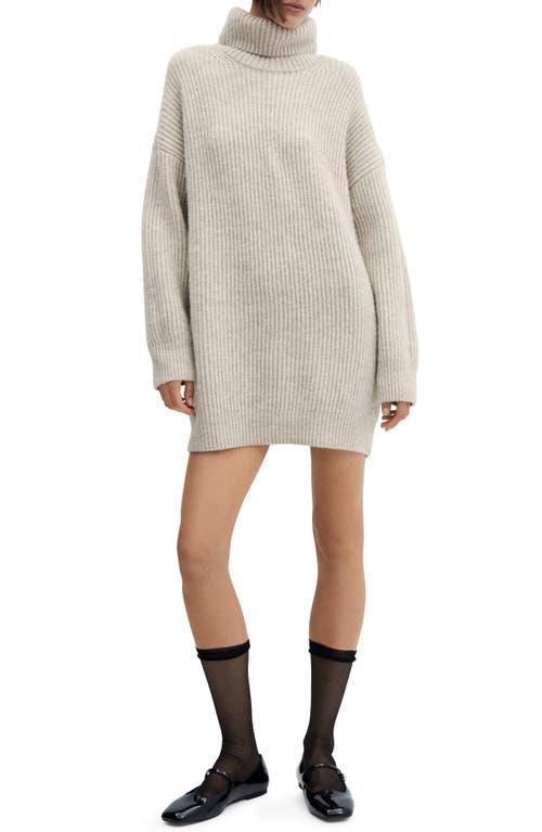 MANGO Turtleneck Long Sleeve Rib Sweater Dress Product Image