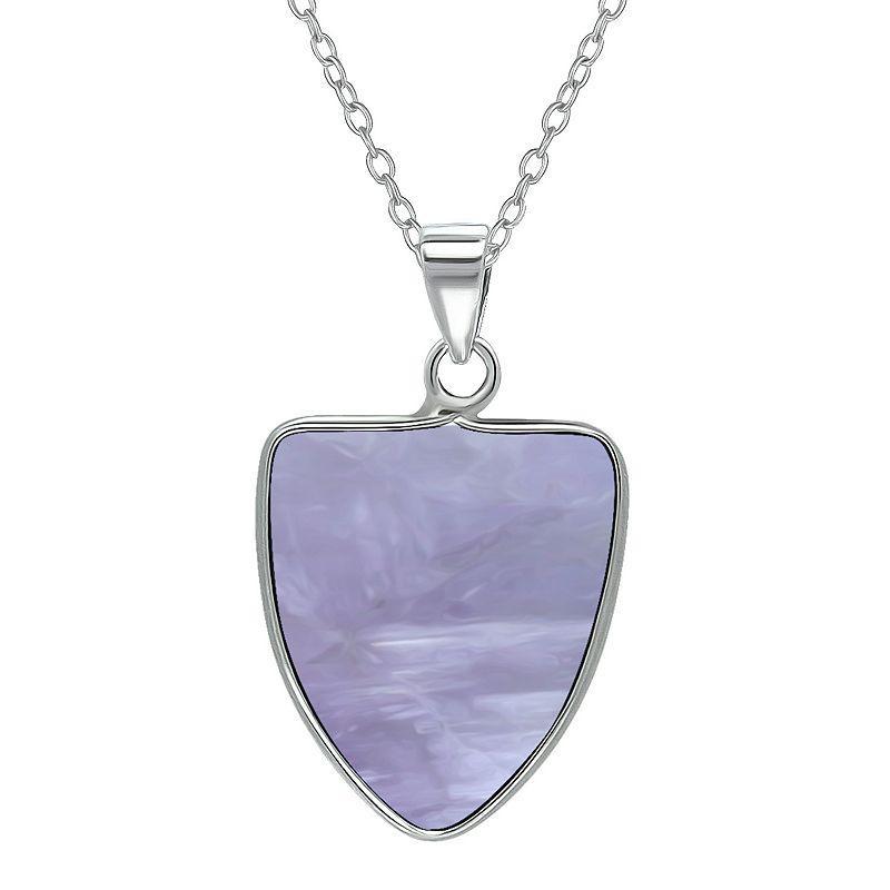 Aleure Precioso Sterling Silver Triangle Shaped Gemstone Drop Pendant Necklace, Womens Purple Product Image