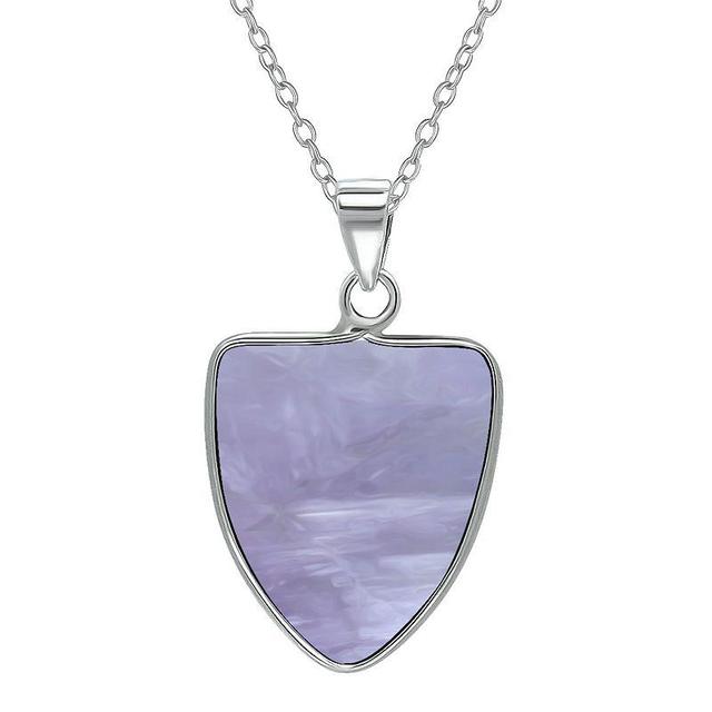 Aleure Precioso Sterling Silver Triangle Shaped Gemstone Drop Pendant Necklace, Womens Purple Product Image