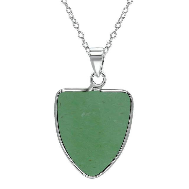 Aleure Precioso Sterling Silver Triangle Shaped Gemstone Drop Pendant Necklace, Womens Green Product Image