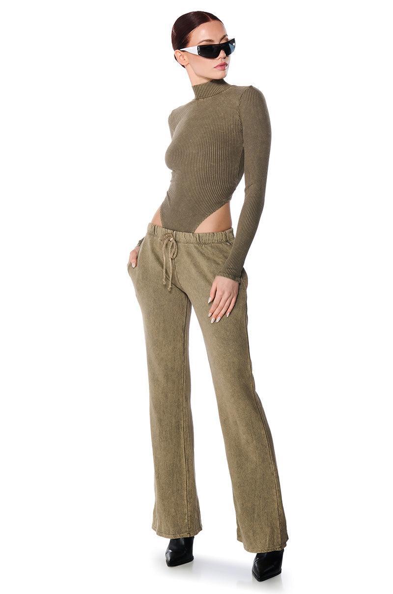 JOJO MINERAL WASH WIDE LEG SWEATPANT IN LIGHT BROWN Product Image