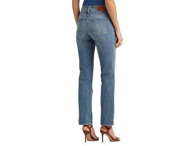 LAUREN Ralph Lauren Distressed High-Rise Straight Ankle Jeans in Cassis Wash (Cassis Wash) Women's Jeans Product Image