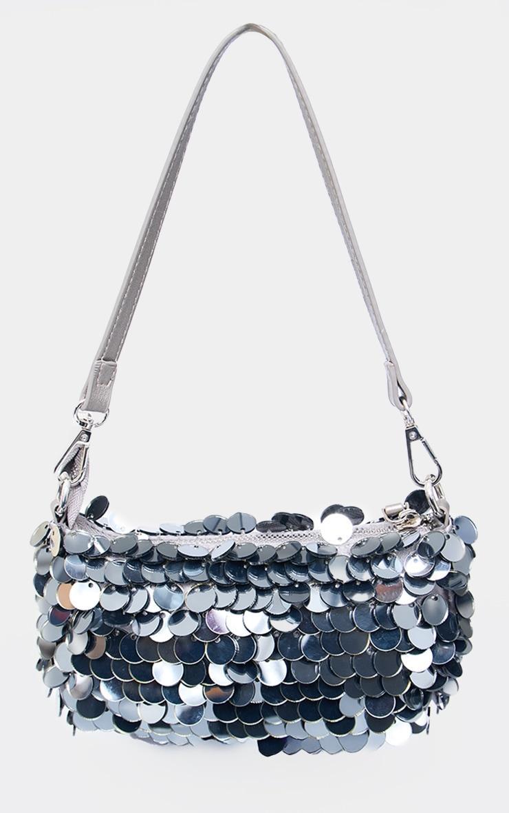 Gun Metal Satin Metallic Sequin Handbag Product Image