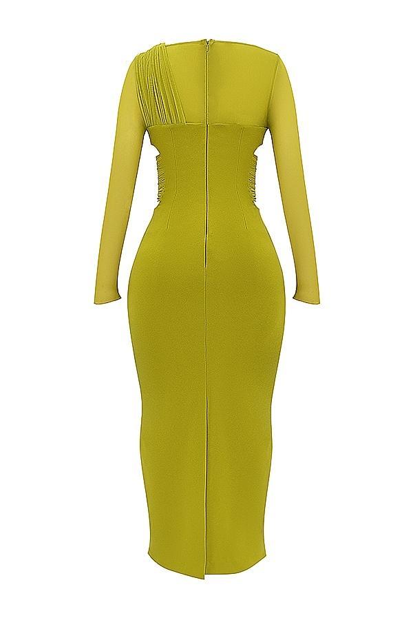 Zahra Chartreuse Plunge Maxi Dress Product Image