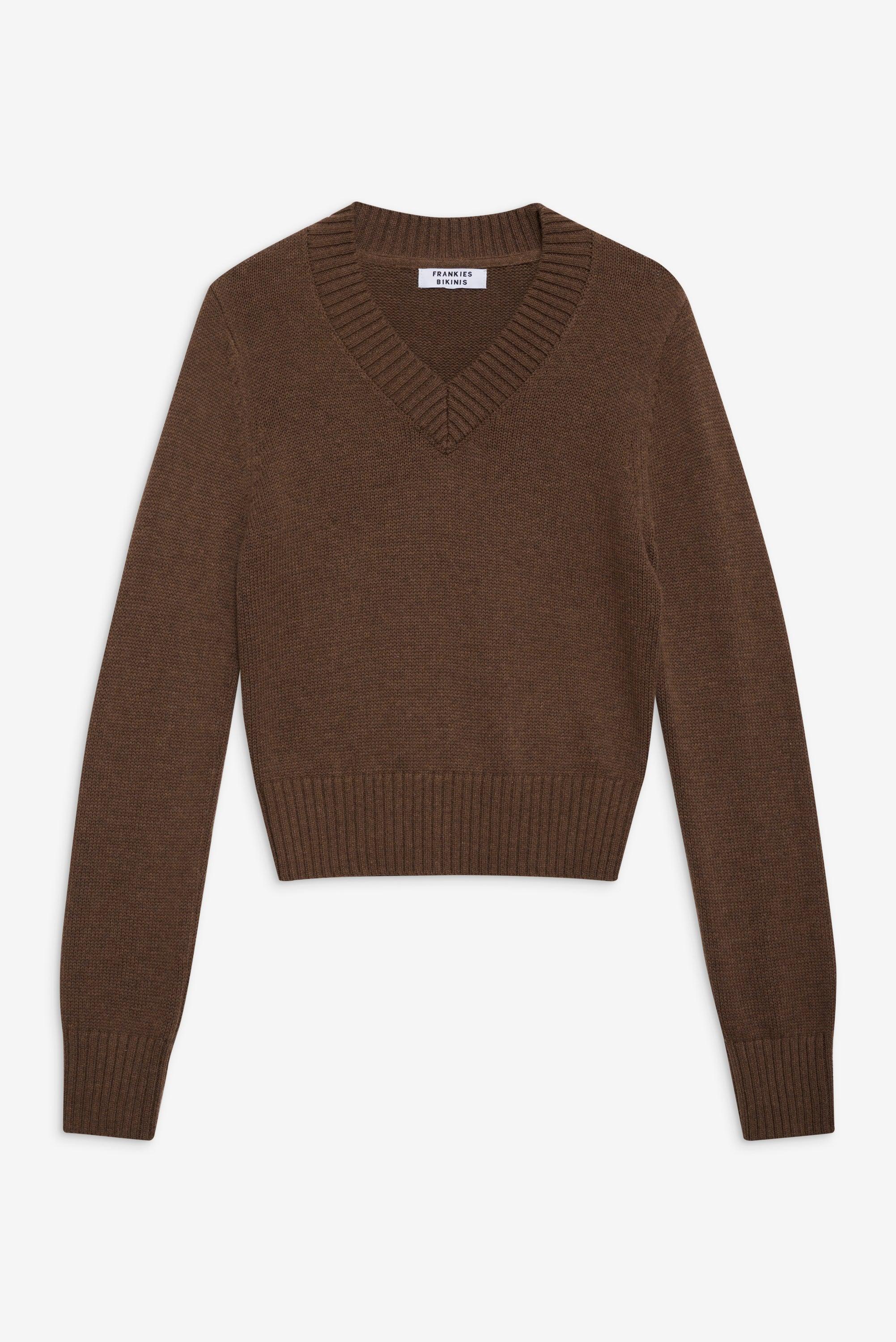 Rowe V Neck Knit Sweater - Maple Product Image