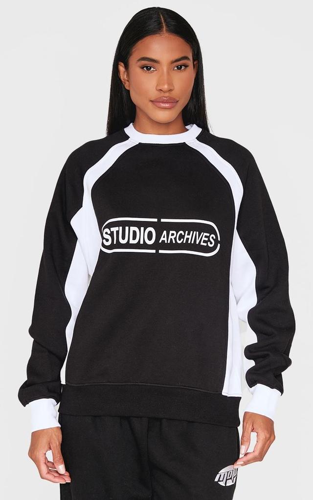  Black Contrast Panel Studio Archives Sweatshirt Product Image