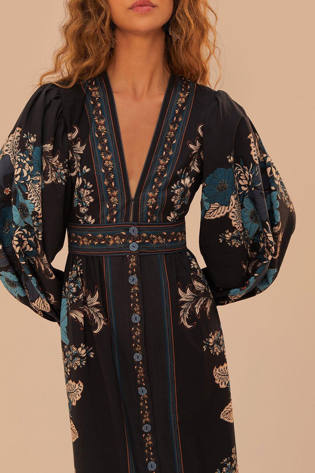 Blossom Tapestry Black Midi Dress Product Image