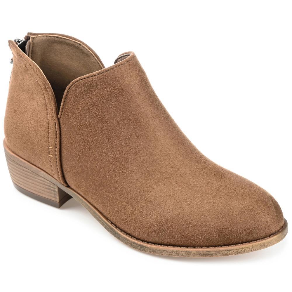 Journee Collection Womens Livvy Back Heel Zip Stacked Heel Booties Taupe 9 Product Image