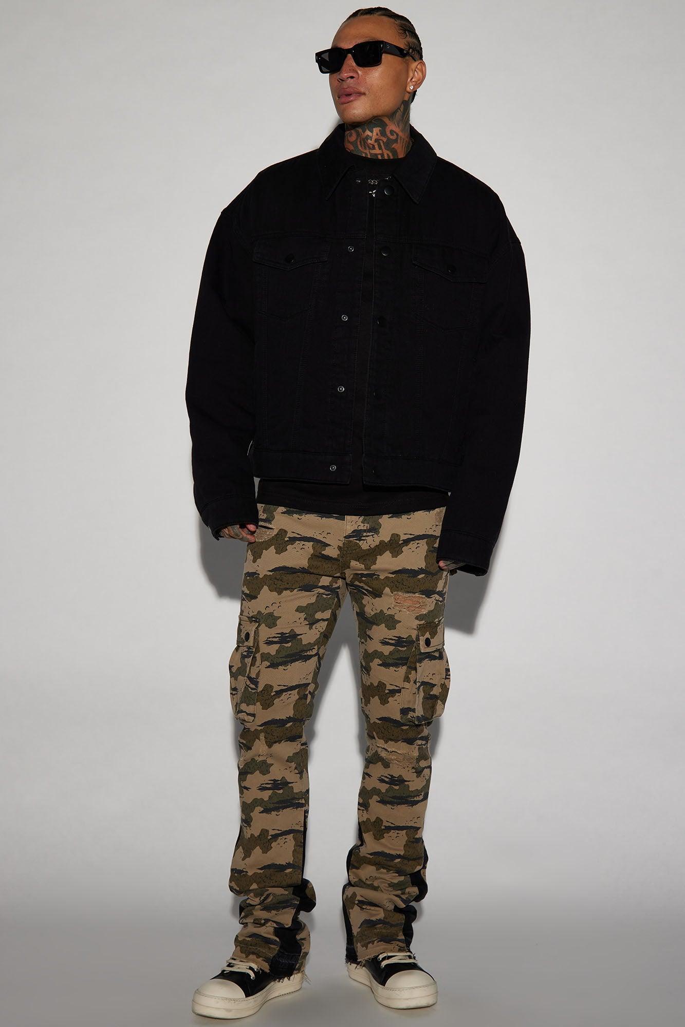 Tiger Camo Skinny Stacked Flared Cargo Pants - Camouflage Product Image