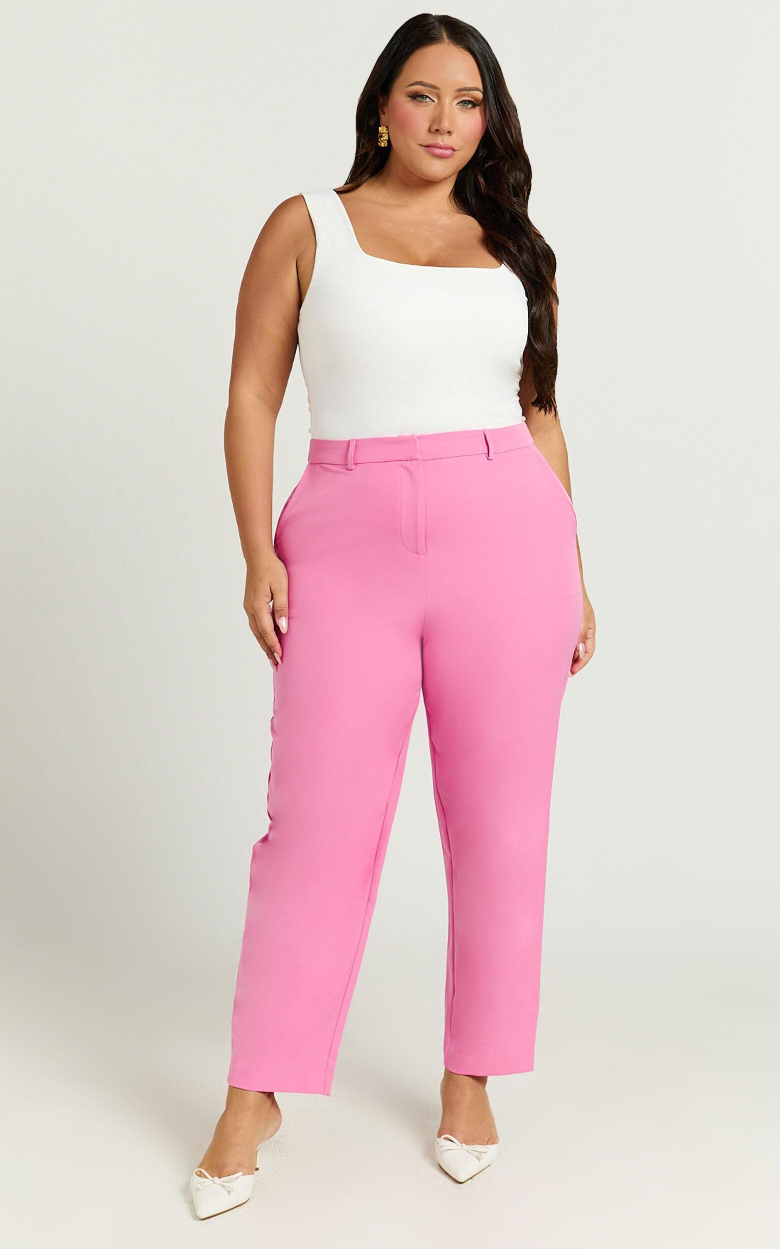 Hermie Pants - High Waisted Cropped Tailored Pants in Pale Pink Product Image