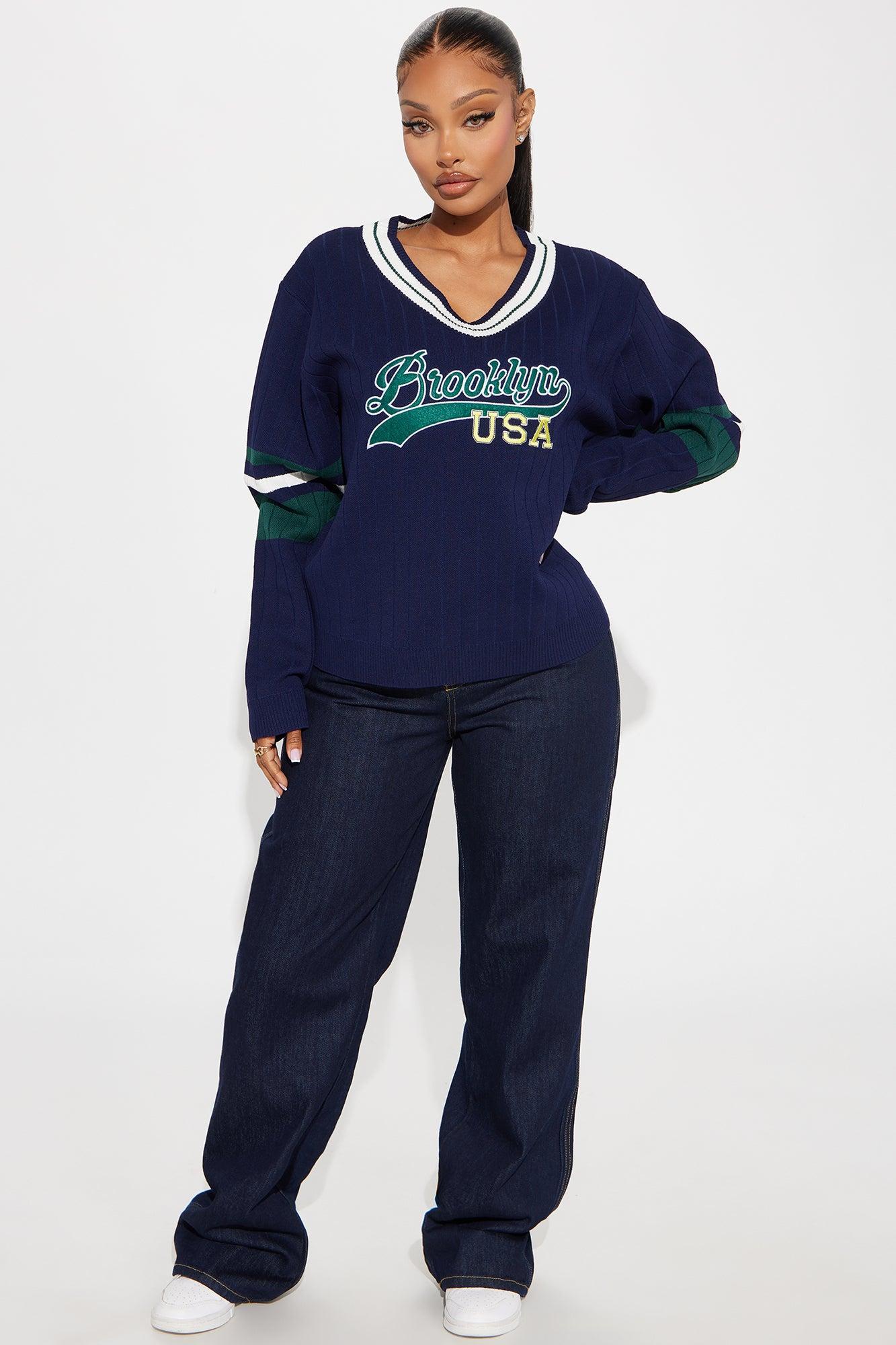 Brooklyn USA Varsity Sweater - Navy/combo Product Image