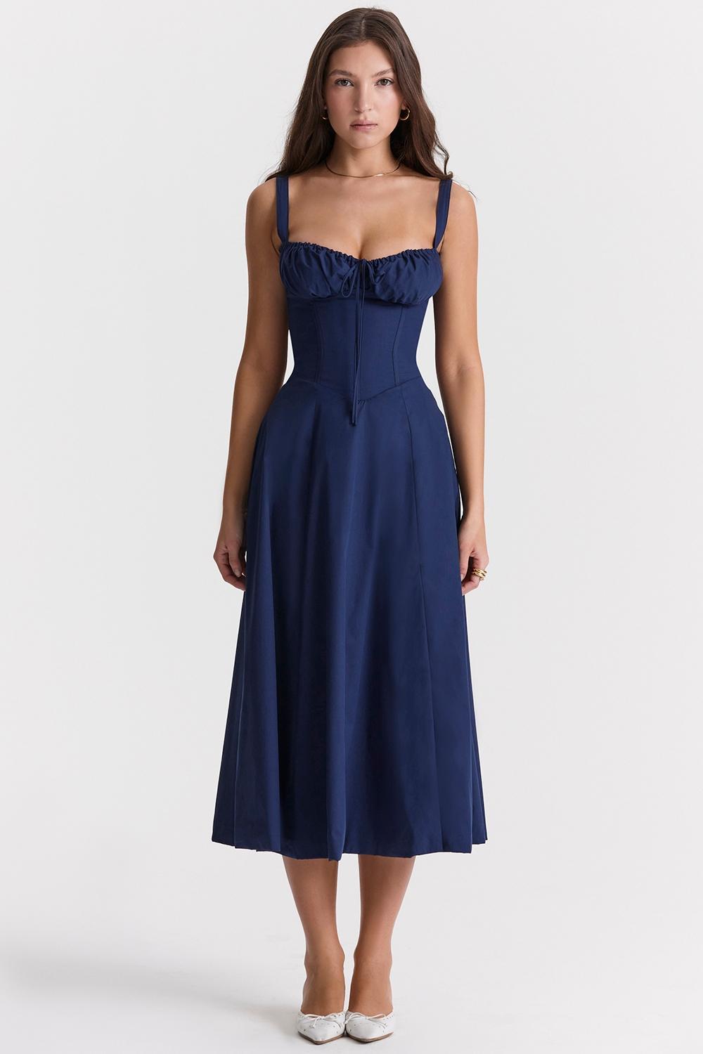 Carmen French Navy Bustier Sundress Product Image