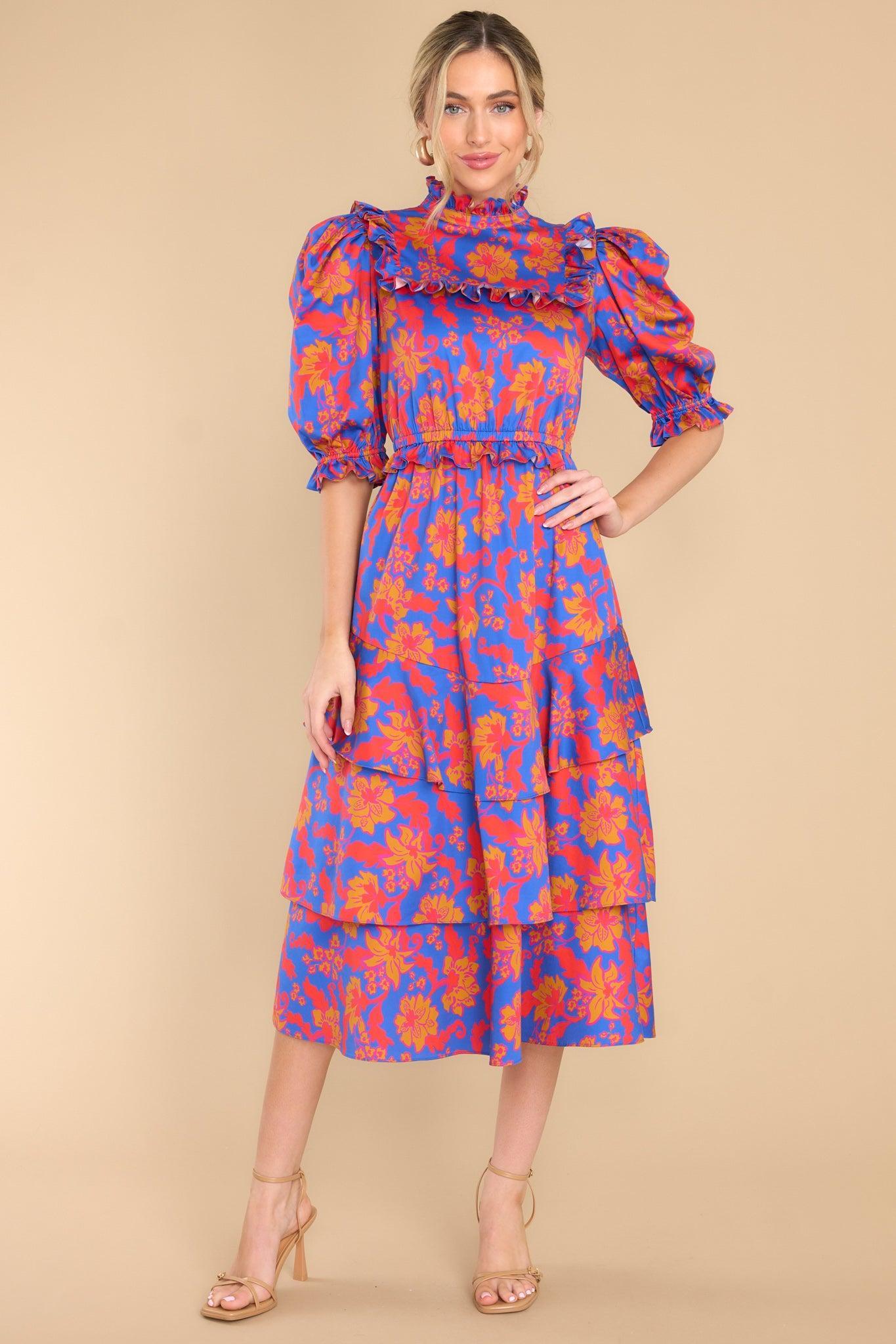 Sawyer Cobalt Tea Garden Dress Print Product Image