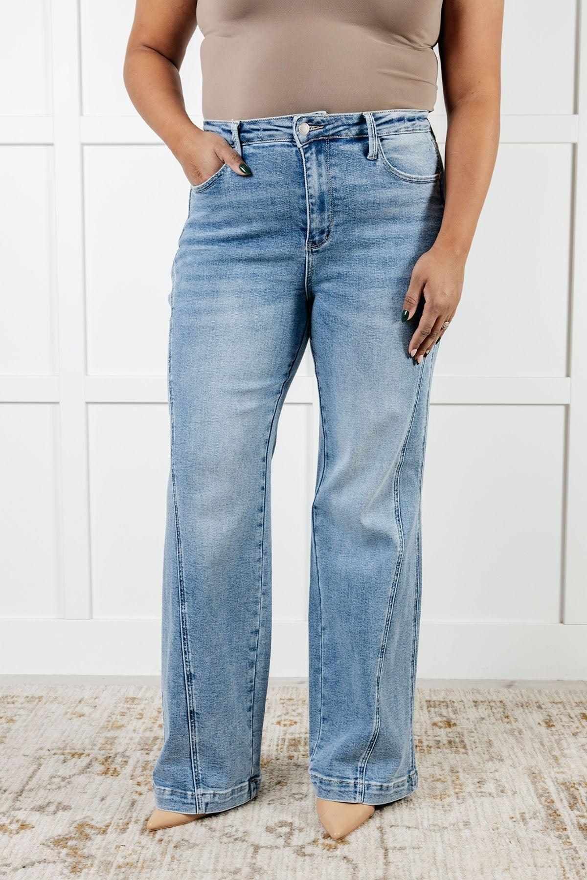 88766   Melia Hi-Rise Side Seam Detail Wide Leg Judy Blue Jeans - ONLINE EXCLUSIVE! Product Image