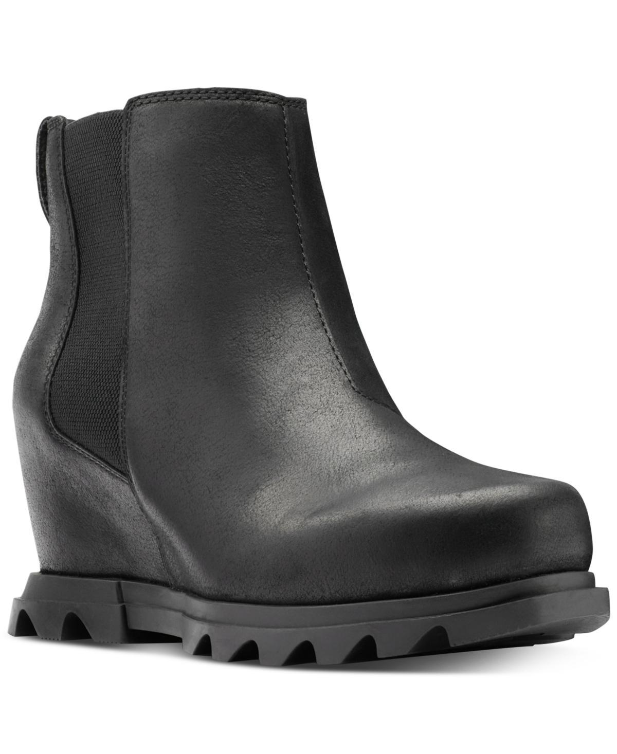 Sorel Womens Joan of Artic Wedge Iii Lug Sole Chelsea Booties - Black Product Image