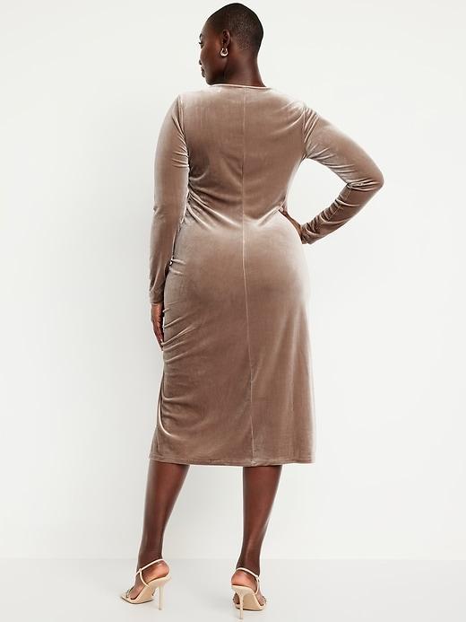 Ruched Velvet Midi Dress Product Image