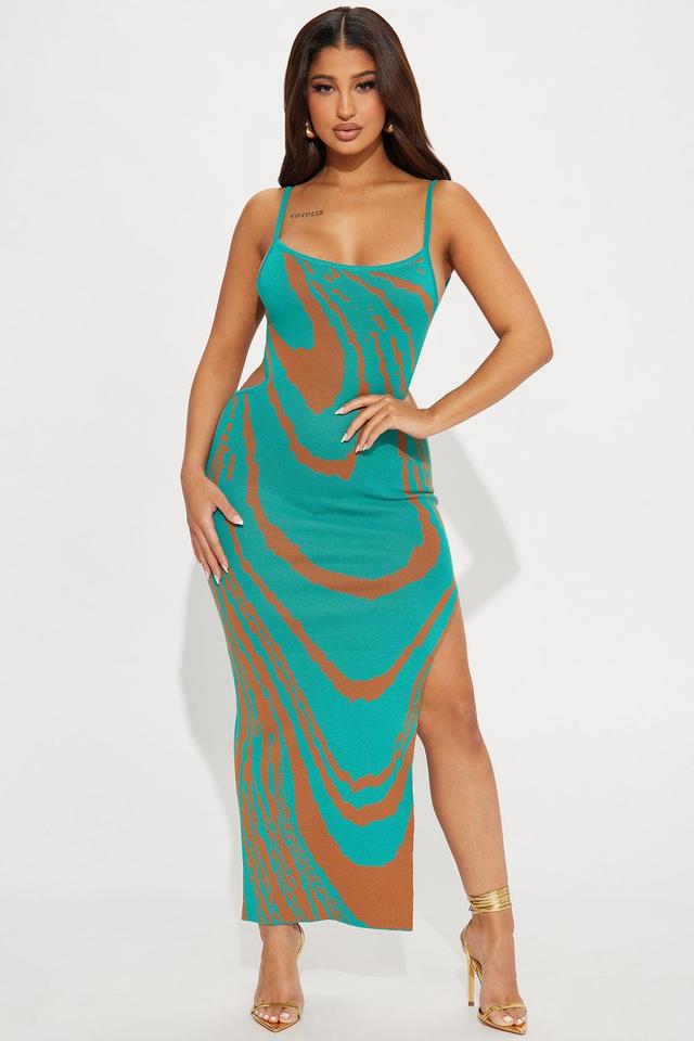 Shayna Sweater Maxi Dress - Turquoise Product Image