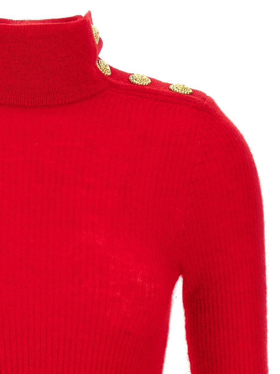 BALMAIN Turtleneck Sweater In Red Product Image