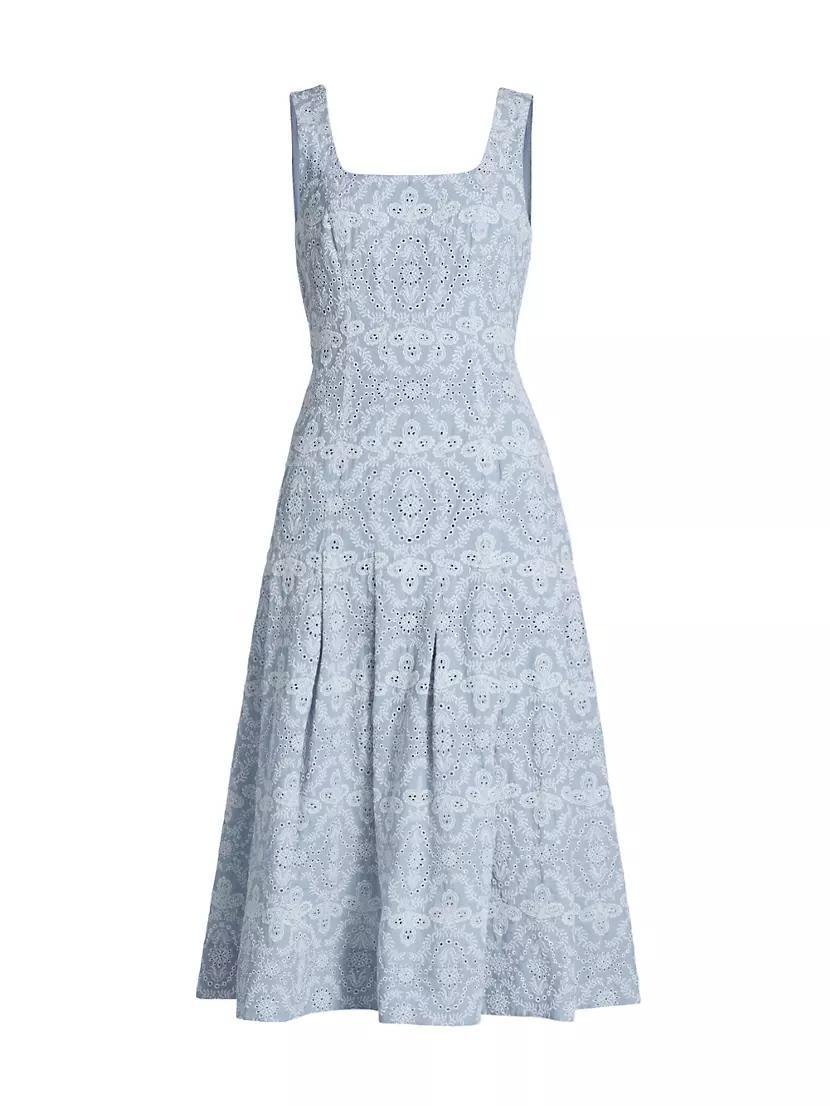 Jolie Eyelet Squareneck Midi-Dress Product Image