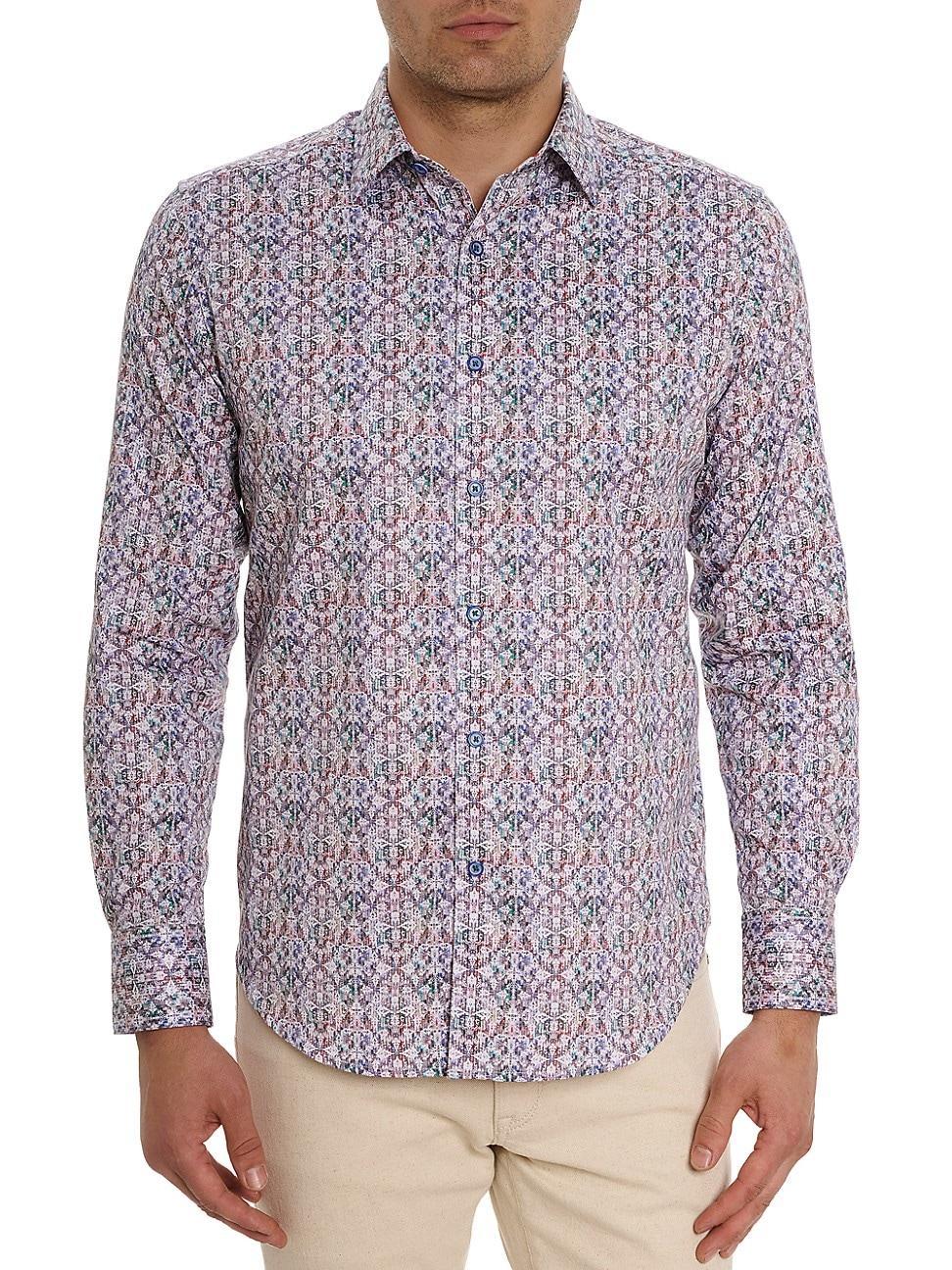 Mens Caracas Abstract Stretch-Cotton Shirt Product Image