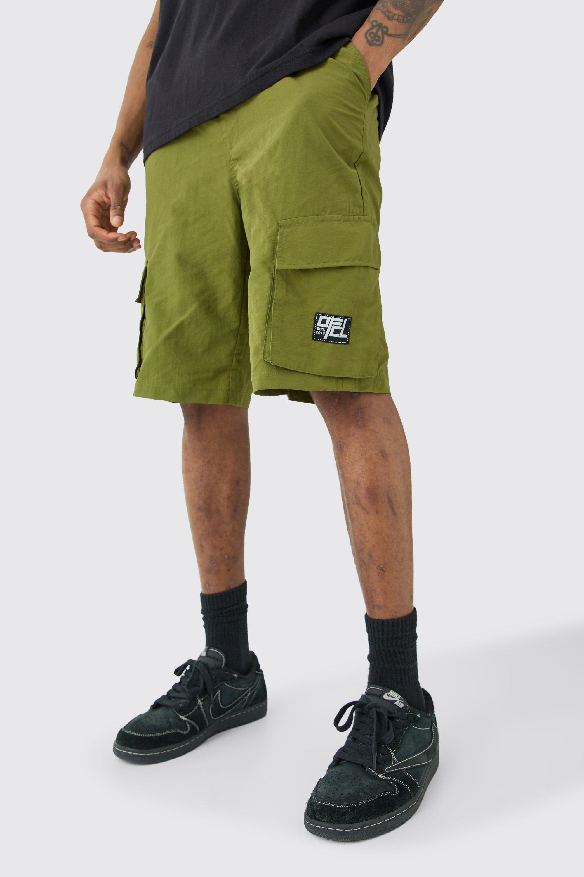 Mens Beige Tall Elasticated Waist Ofcl Nylon Cargo Short, Beige Product Image