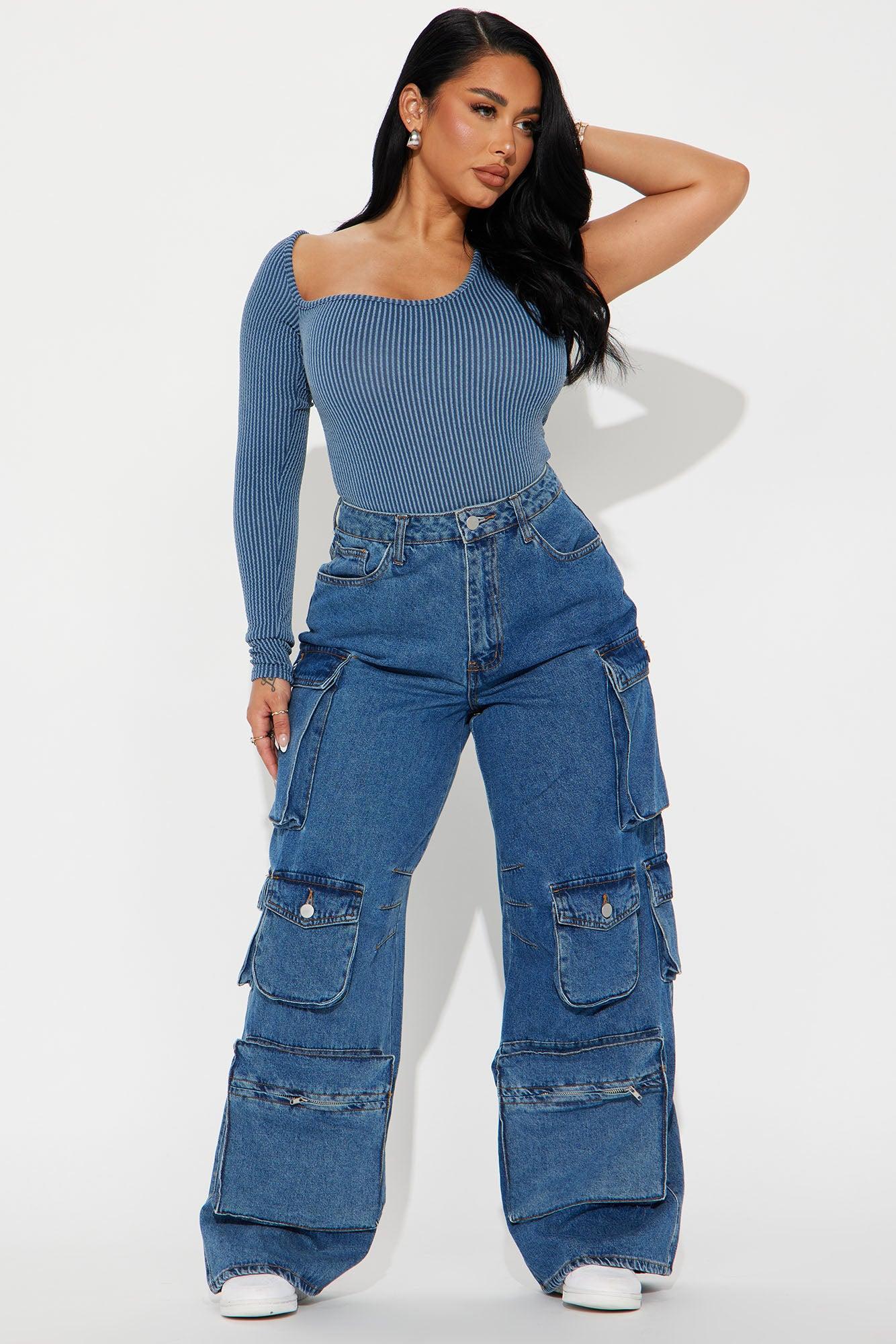 Natalia Ribbed Bodysuit - Denim Product Image