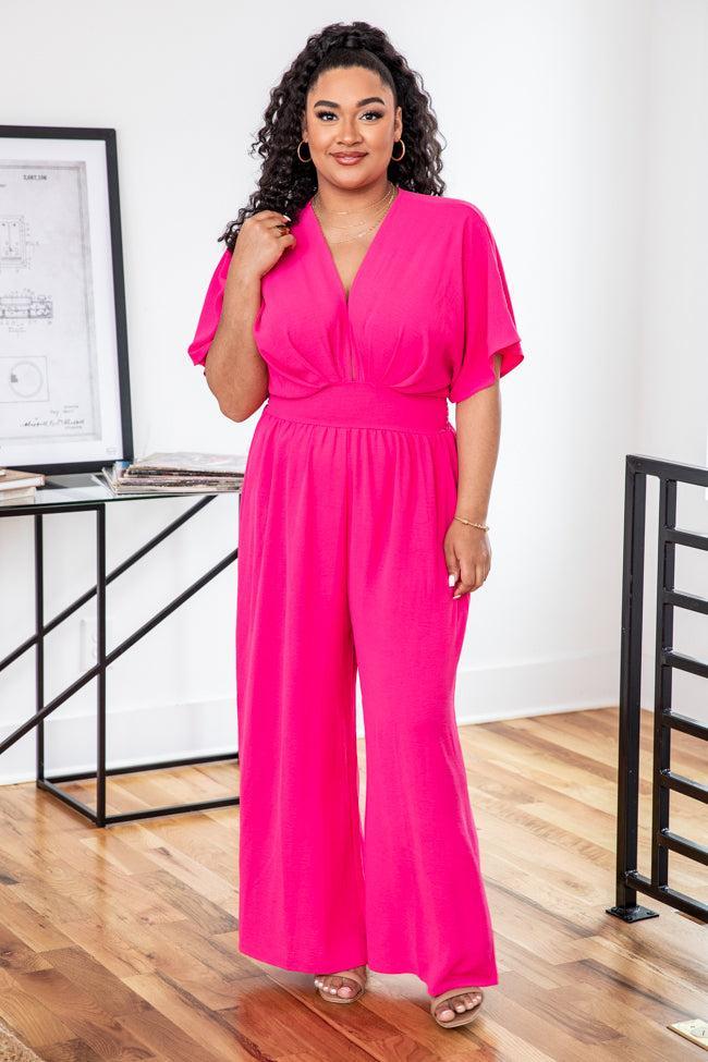 So Over Love Songs V-Neck Fuchsia Jumpsuit FINAL SALE Product Image