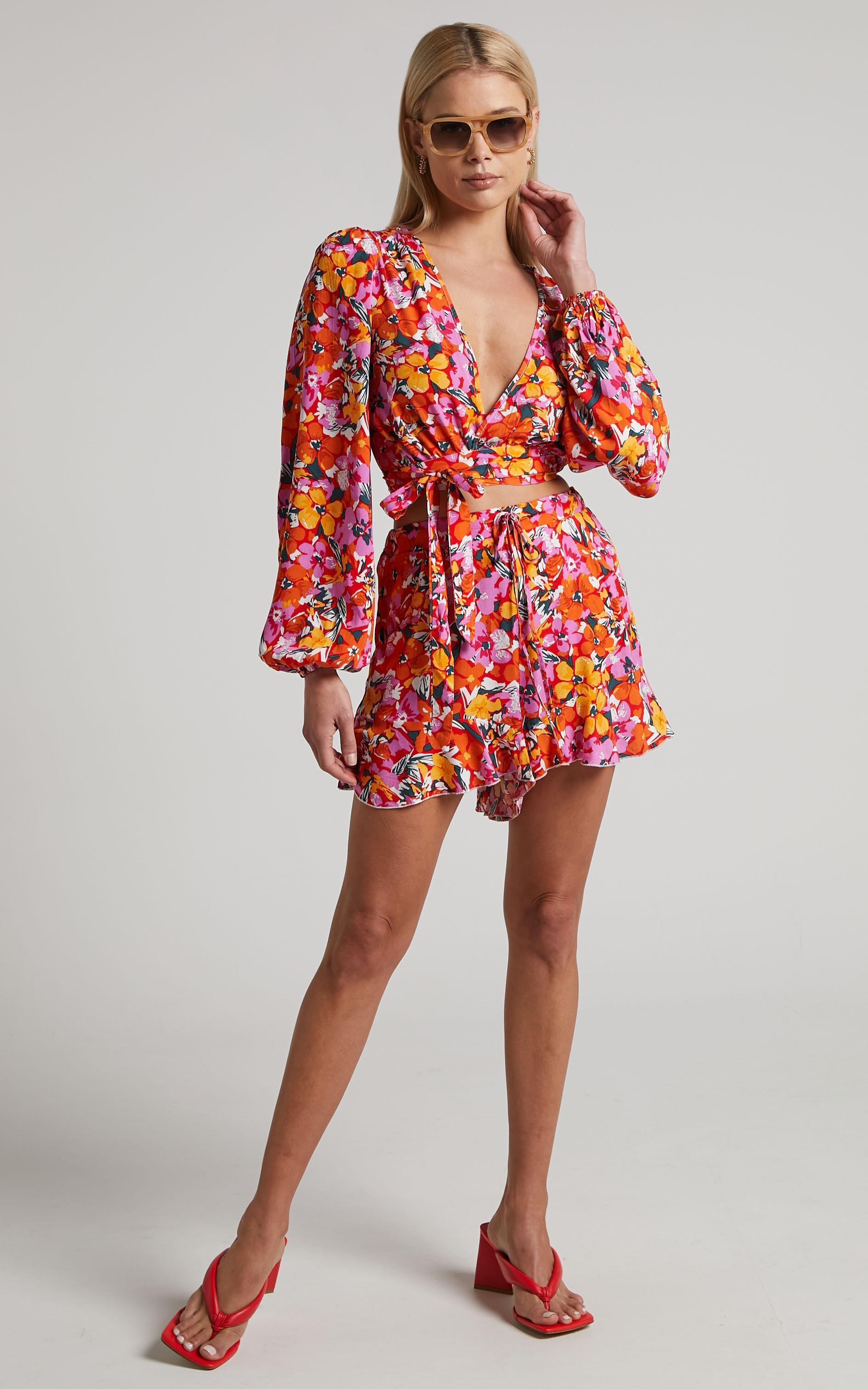 Dyliah Shorts - Frill Hem Shorts in Spring Floral Product Image