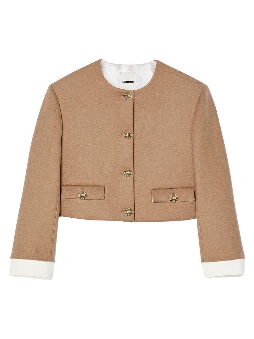 Womens Cropped Wool-Blend Jacket Product Image