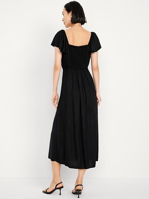 Flutter-Sleeve Crepe Midi Dress Product Image