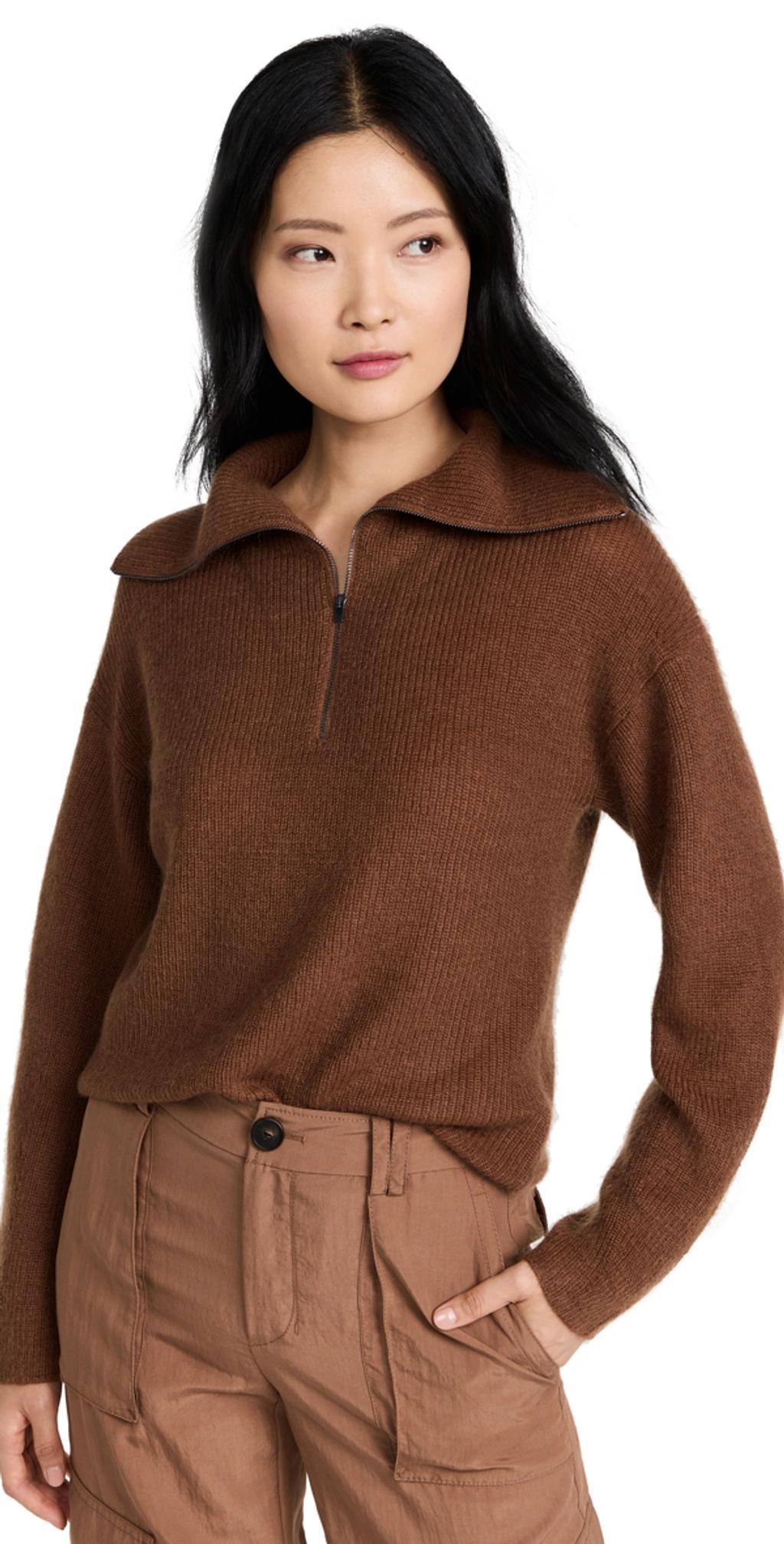 VINCE Brown Half-zip Wool-blend Jumper product image