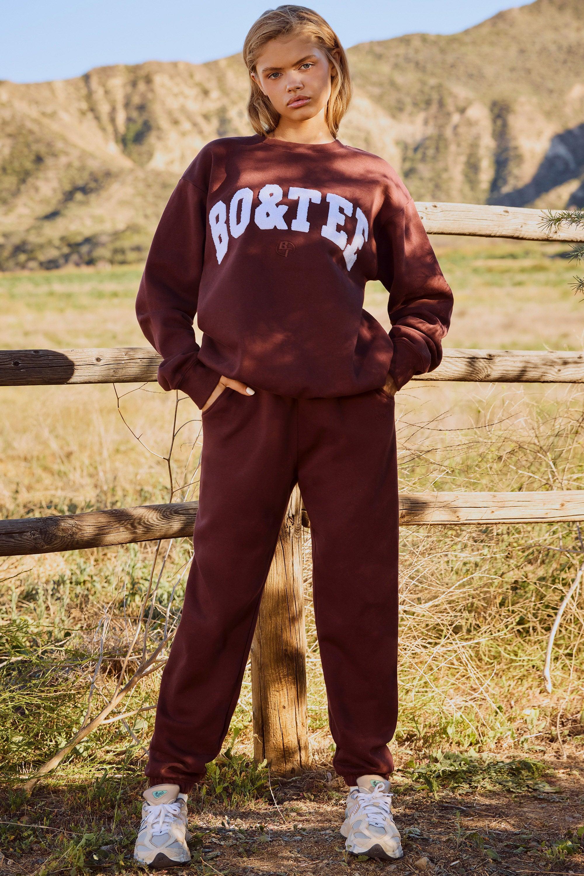 Petite Mid-Rise Joggers in Mahogany Product Image