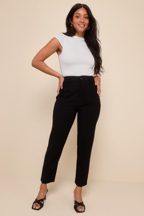 Strictly Business Black High Waisted Trouser Pants Product Image