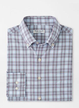 Peter Millar Mens Watson Performance Poplin Sport Shirt | Color: Galaxy | Size: XL Product Image